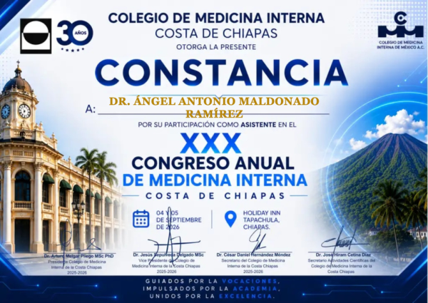 Constancia: XXX Congreso Anual de Medicina Interna