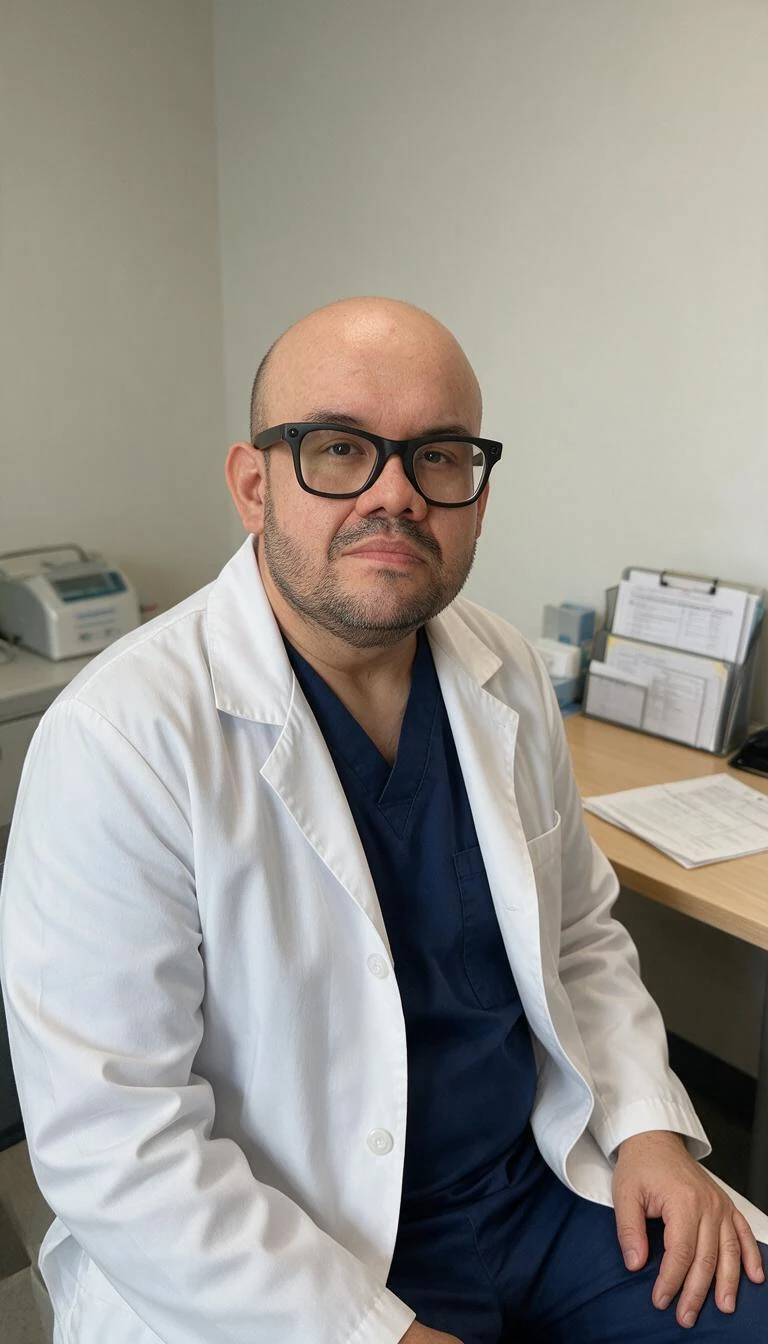 Dr. Ángel Maldonado en su consultorio