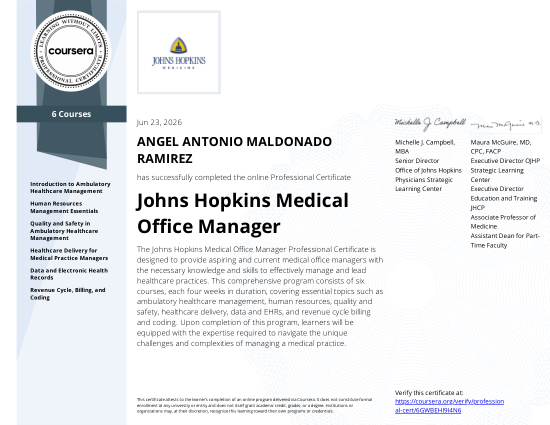 Constancia: Johns Hopkins Medical Office Manager